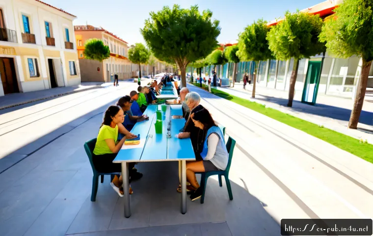 공공정책의 미래 전망 - Photorealistic wide-angle scene of a diverse group of Spanish-speaking urban residents, including a ...
